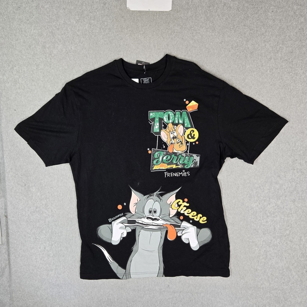 Southpole Men Shirt 3XL Black Graphic Tom And Jerry Print Short Sleeve NWT